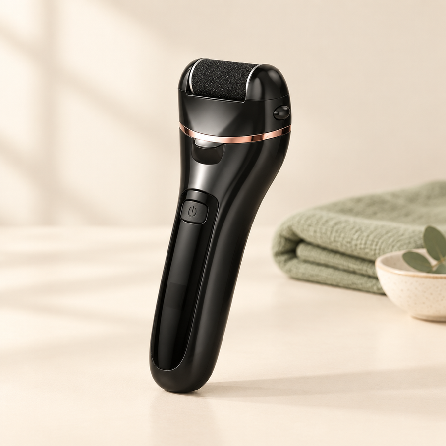 Serenus electric callus remover on an ivory surface