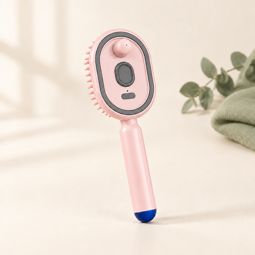Serenus Mist Comb in Blush Pink on an ivory surface