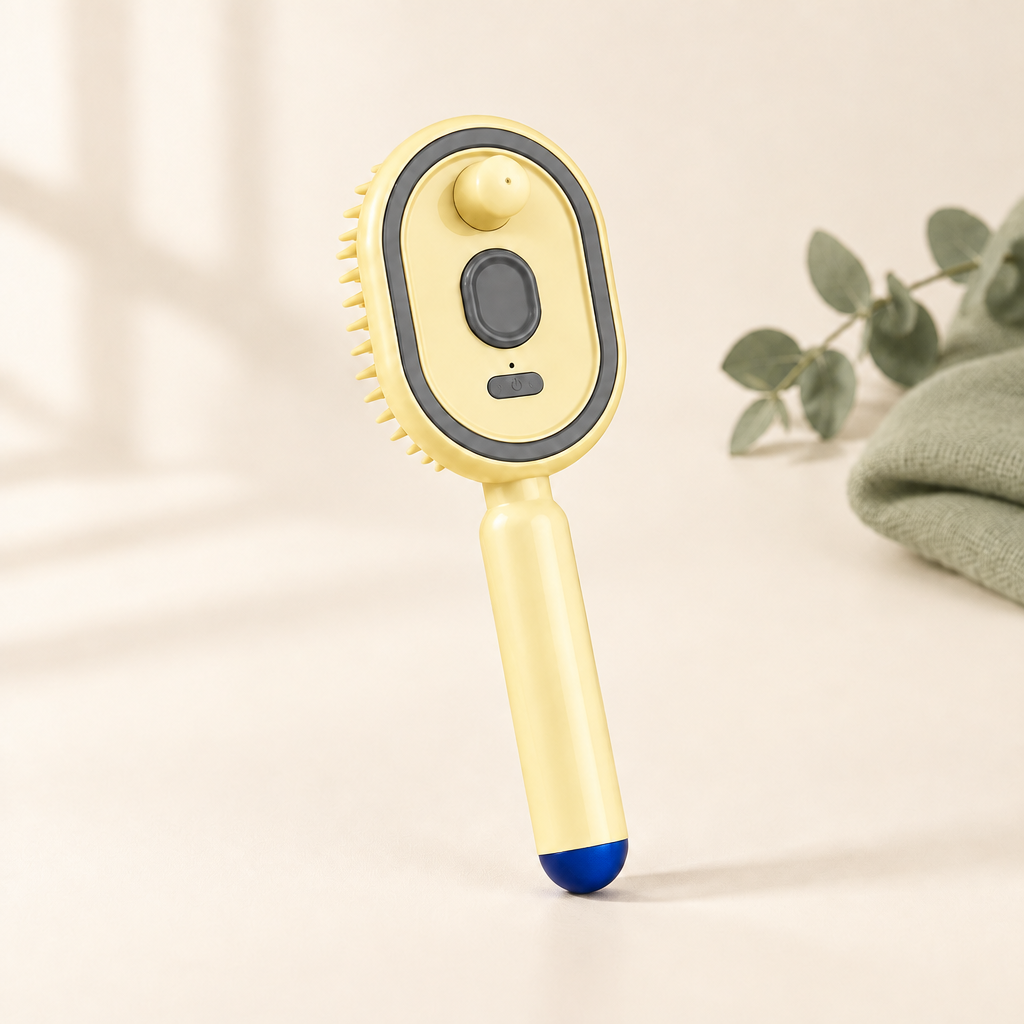 Serenus Mist Comb in Butter Yellow on an ivory surface