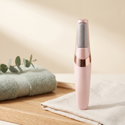 Serenus SoftStep electric callus remover in blush pink with rose-gold band